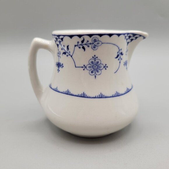 Vintage Shenango Creamer Pitcher Blue Floral Design Anchor Hocking 1980 - Picture 1 of 7